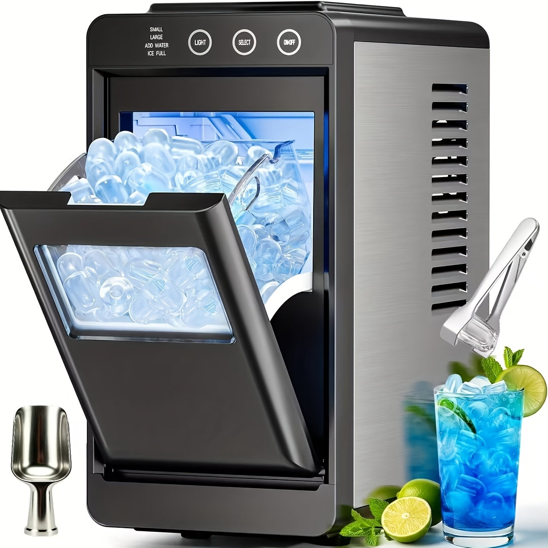 Portable Countertop Ice Maker with Handle, 26LBS/24H, 9 Bullet Ice Cubes in 6 Mins, Auto Self-Cleaning, Includes Ice Basket & Scoop