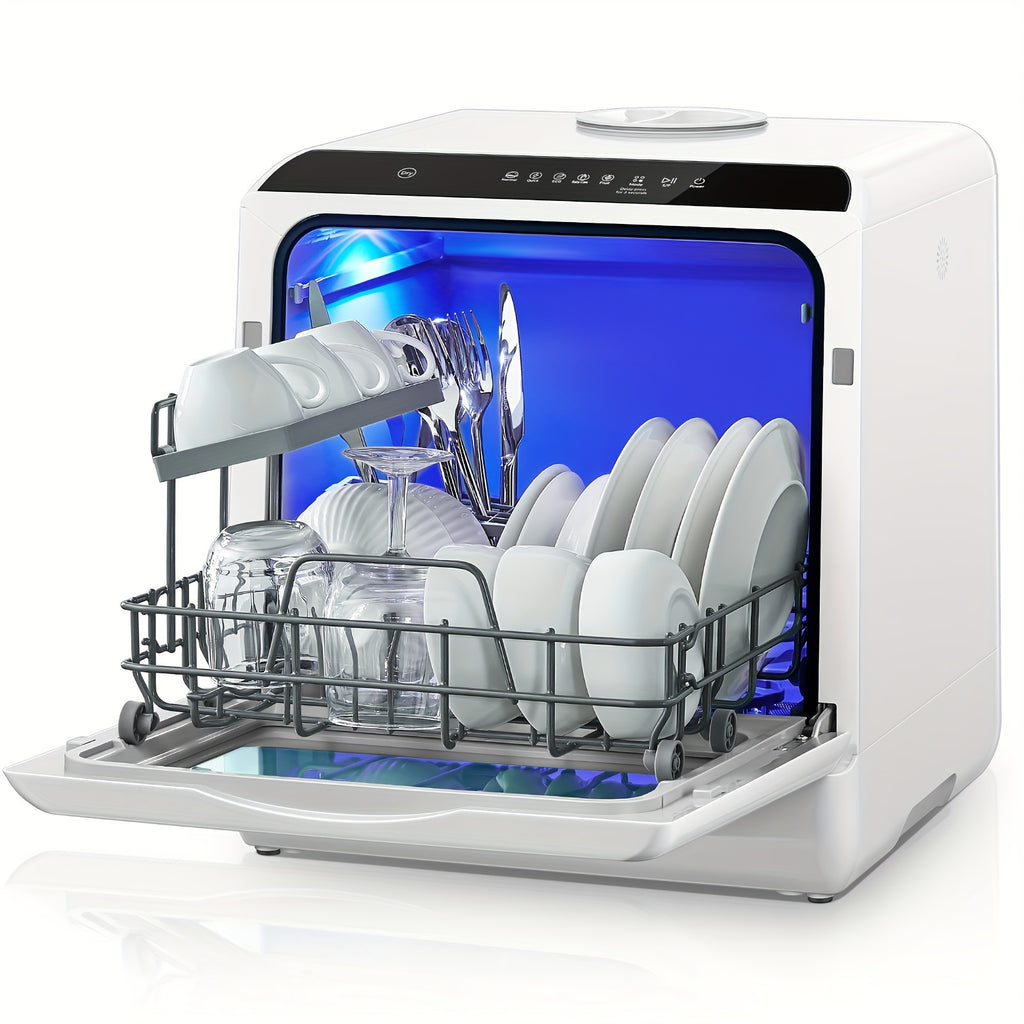 Compact Countertop Dishwasher, Portable Mini Dishwasher with 5L Built-in Water Tank, 6 Wash Modes & Baby Care, No Plumbing for Apartments & RVs