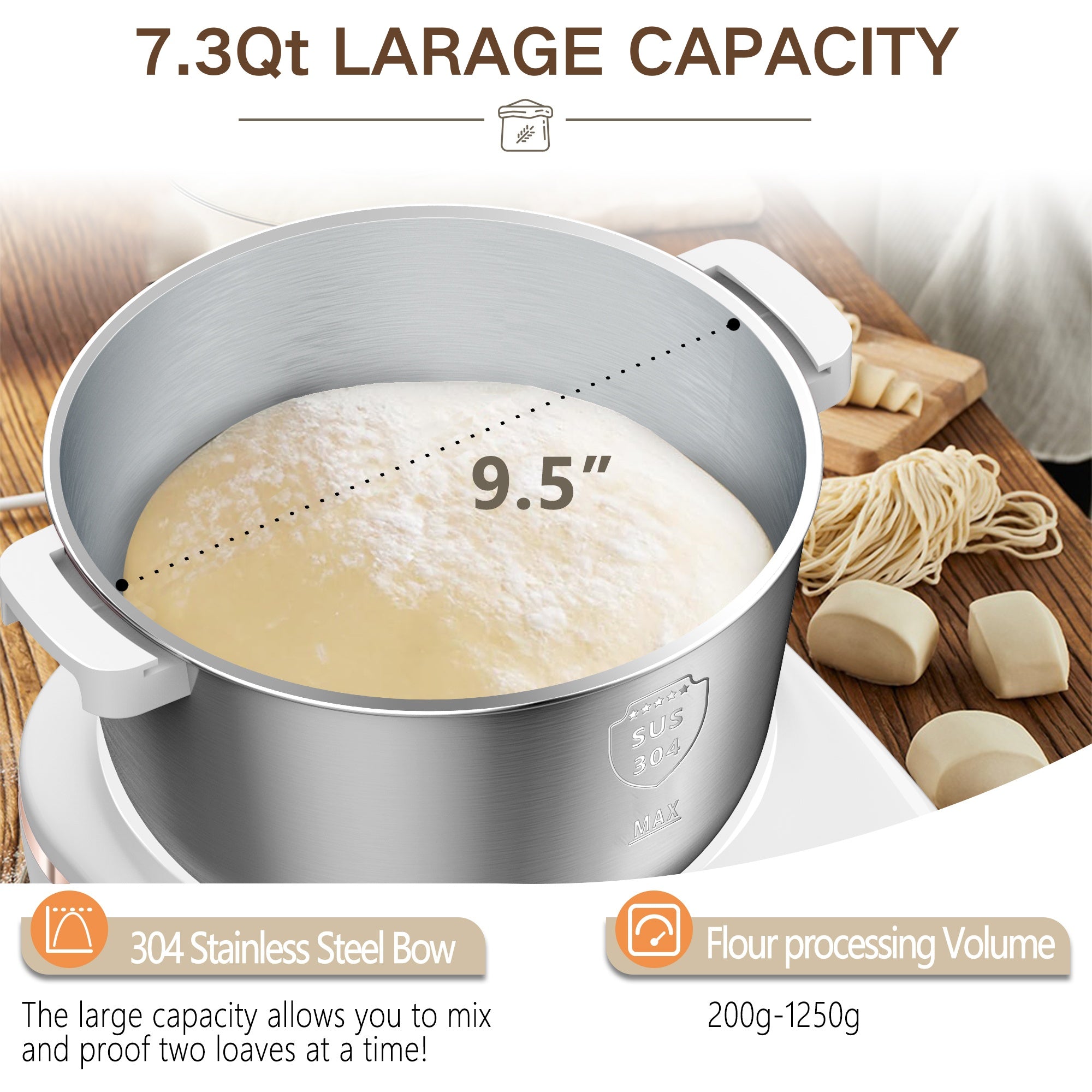 Electric Dough Mixer with Constant Temperature Fermentation, 304 Stainless Steel Dough Maker for Bread, Pizza & Cookies, Ideal Kitchen Gift