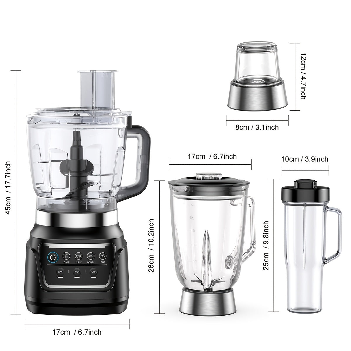 2-in-1 2400W Professional Blender with 2 Containers, 68Oz Jar, 25000RPM High Speed Blender, Stainless Steel Blade & Tamper for Smoothies, Juice & Ice Crushing