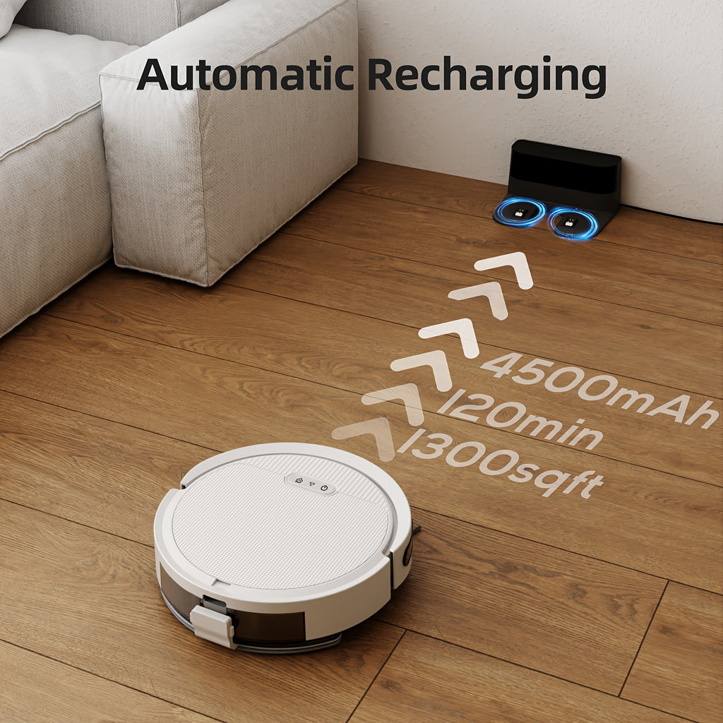 3-in-1 Intelligent Robotic Cleaner, 5000Pa Vacuum, Auto Charging & Fixed-Point Cleaning, App & Voice Control, Built-in Water Tank & Dust Box, Holiday Gift