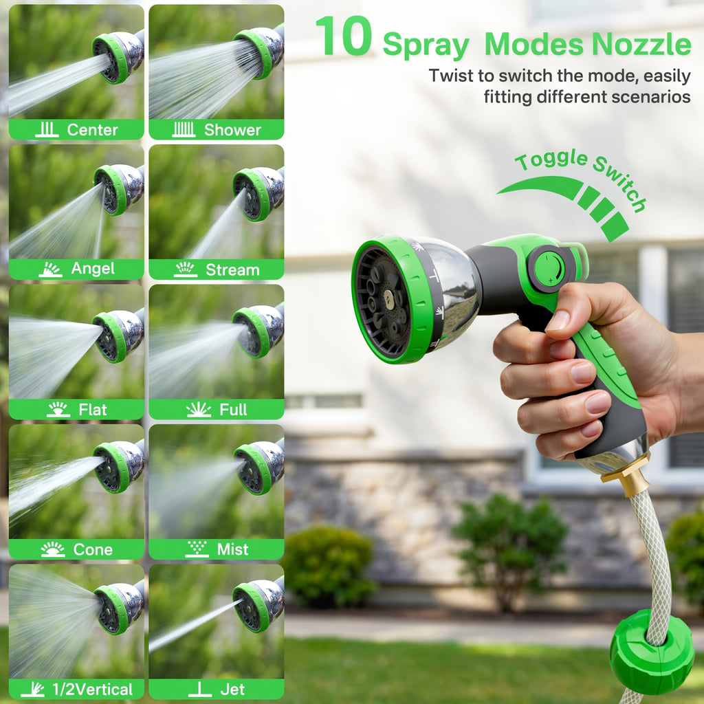 1/2" Retractable Garden Hose Reel, 100ft/150ft Wall Mounted Hose with Auto Rewind, Any-Length Lock, 10 Spray Modes & 180° Swivel Bracket, Ideal Father's Day Gift