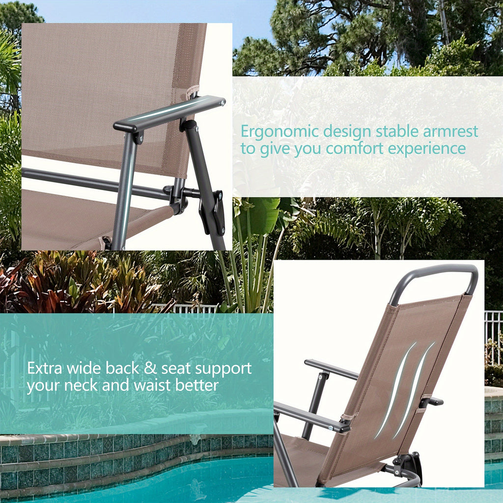All-Weather 6-Piece Patio Dining Set, Metal Frame Glass Table, 4 Folding Chairs plus Umbrella, Portable Outdoor Furniture for Garden, Lawn & Backyard