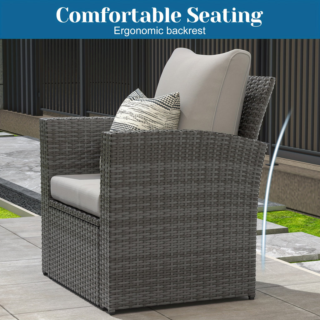 Modular PE Rattan Conversation Set, 4-Piece Patio Sofa & Coffee Table, Foam Cushions, Weatherproof Frame & Protective Cover for Poolside, Deck & Garden