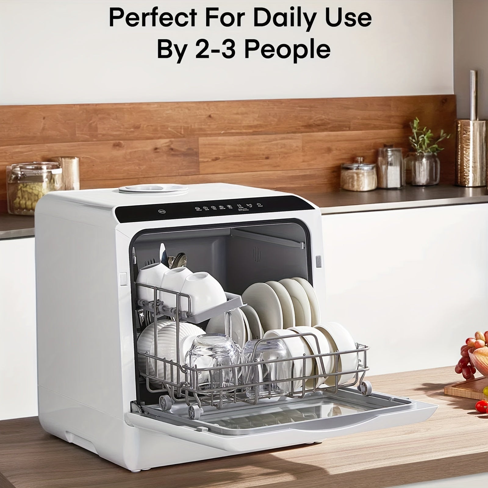 Compact Countertop Dishwasher, Portable Mini Dishwasher with 5L Built-in Water Tank, 6 Wash Modes & Baby Care, No Plumbing for Apartments & RVs