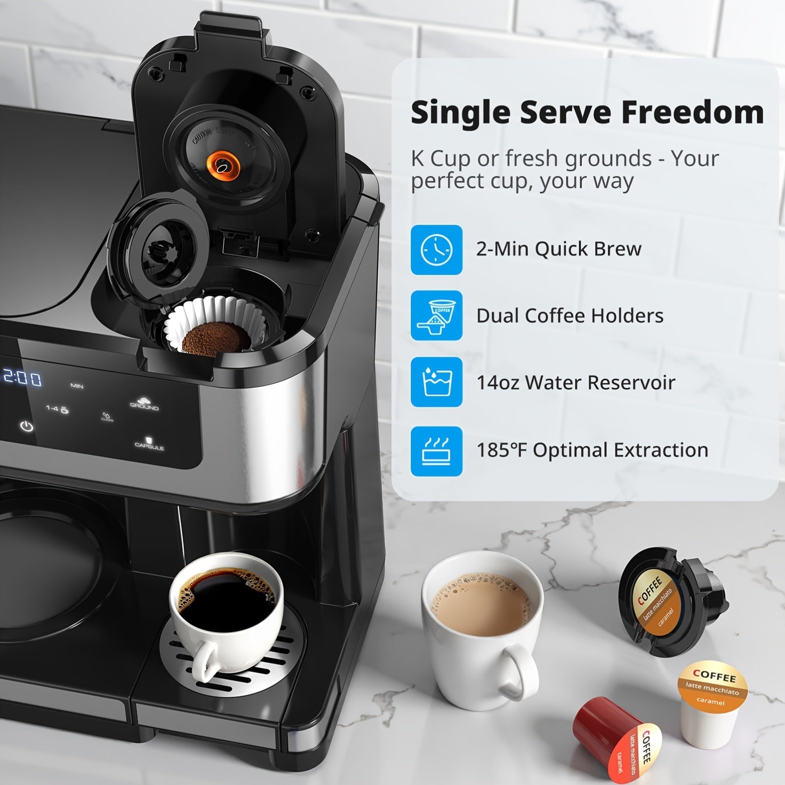 20 Bar Espresso Machine with LCD Display, Stainless Steel Coffee Maker, Automatic Milk Frother, Dual Wall & ESE Filters for Latte & Cappuccino, Home Gift