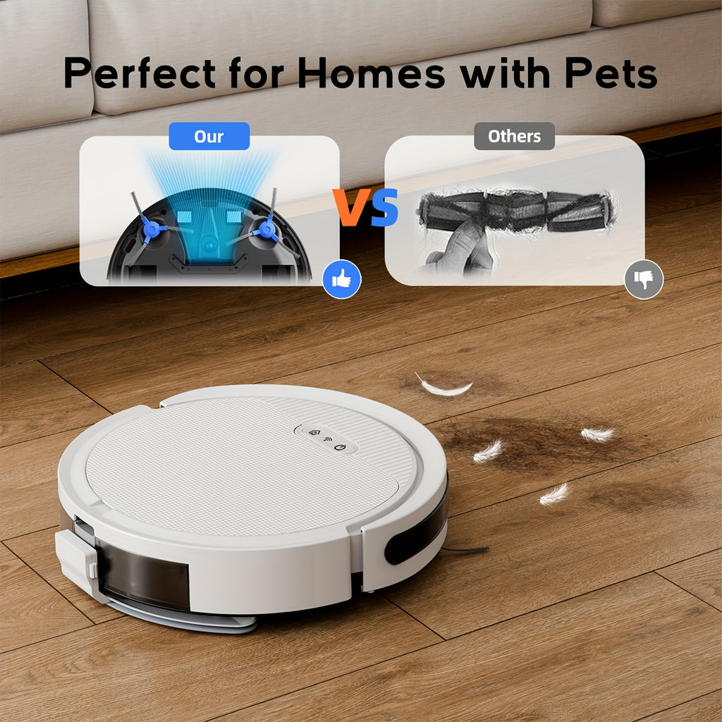 3-in-1 Intelligent Robotic Cleaner, 5000Pa Vacuum, Auto Charging & Fixed-Point Cleaning, App & Voice Control, Built-in Water Tank & Dust Box, Holiday Gift