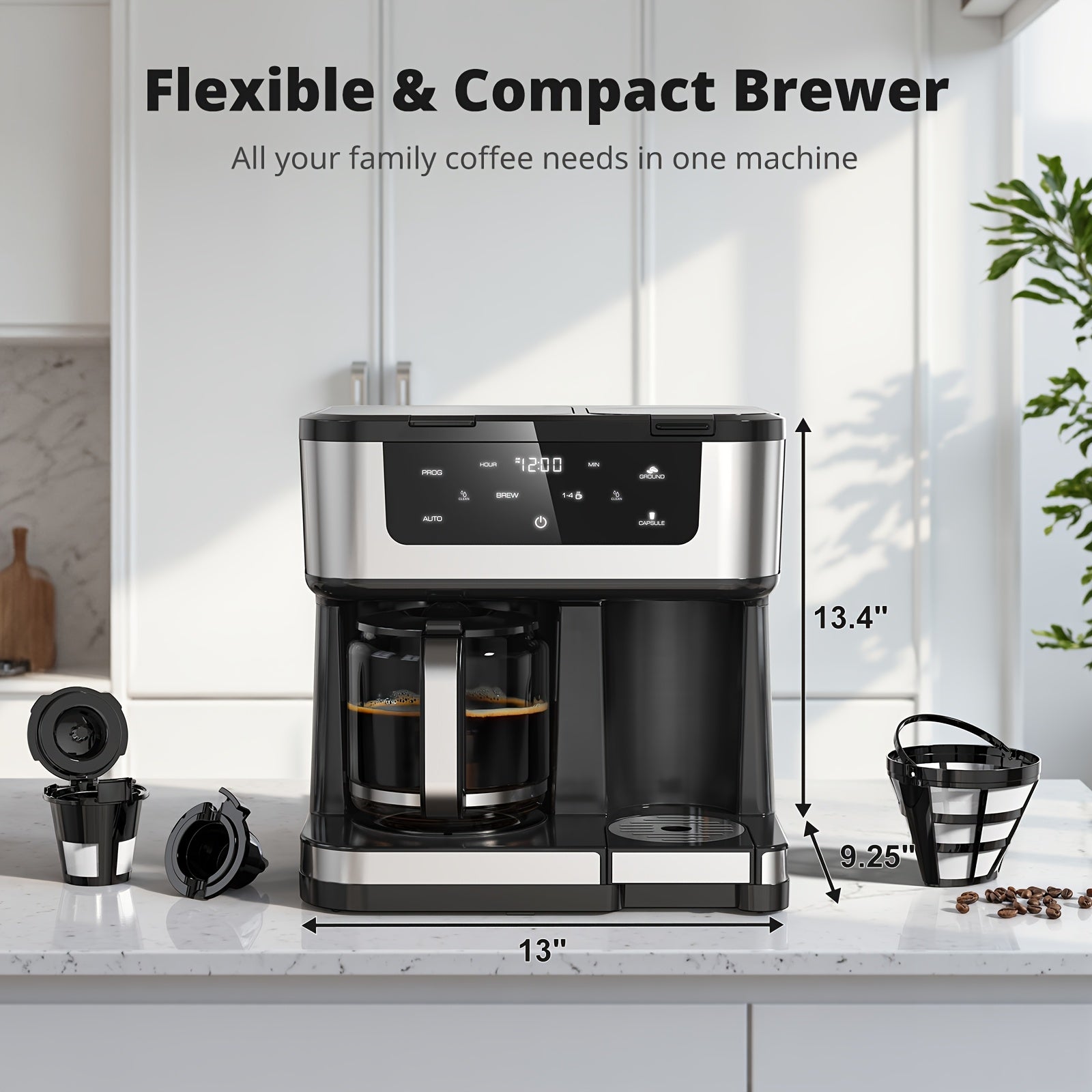 20 Bar Espresso Machine with LCD Display, Stainless Steel Coffee Maker, Automatic Milk Frother, Dual Wall & ESE Filters for Latte & Cappuccino, Home Gift