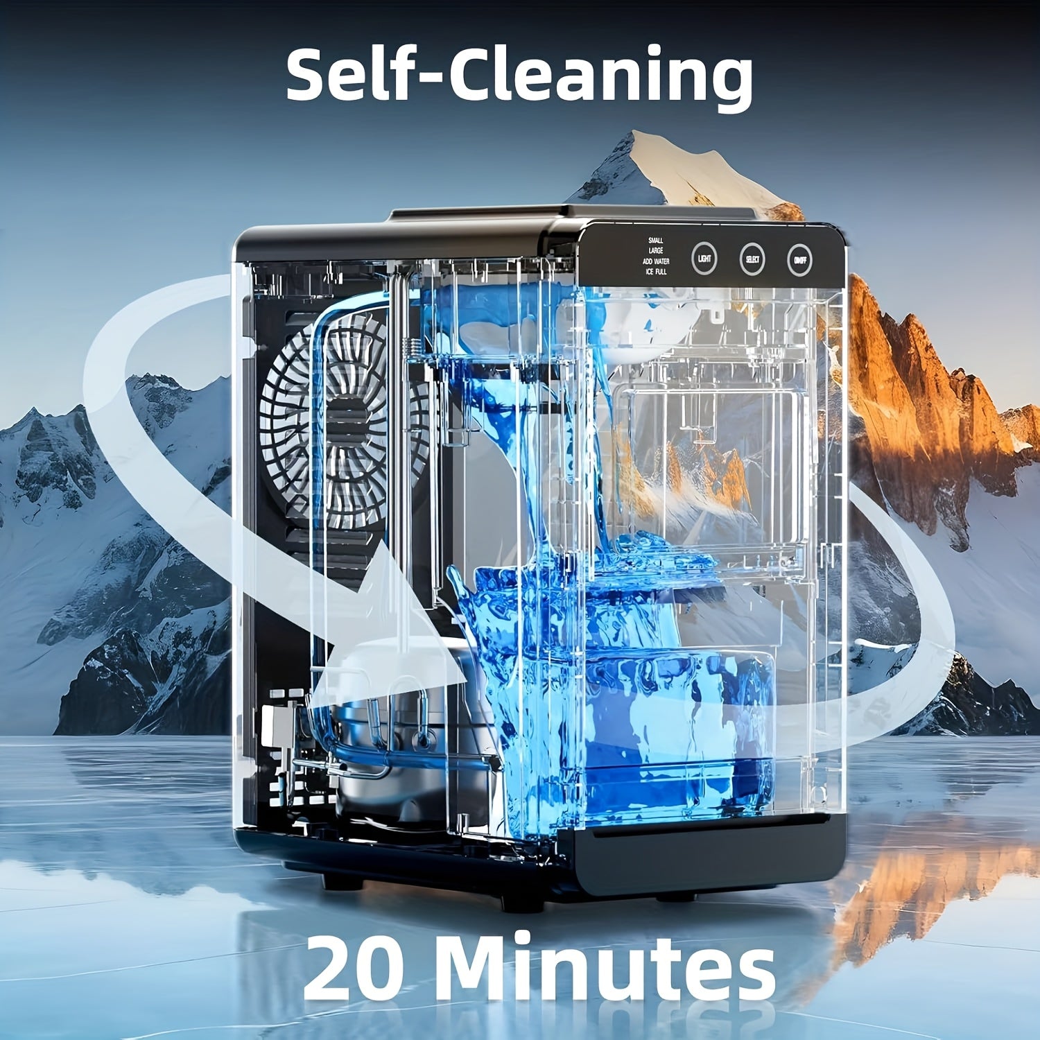Portable Countertop Ice Maker with Handle, 26LBS/24H, 9 Bullet Ice Cubes in 6 Mins, Auto Self-Cleaning, Includes Ice Basket & Scoop