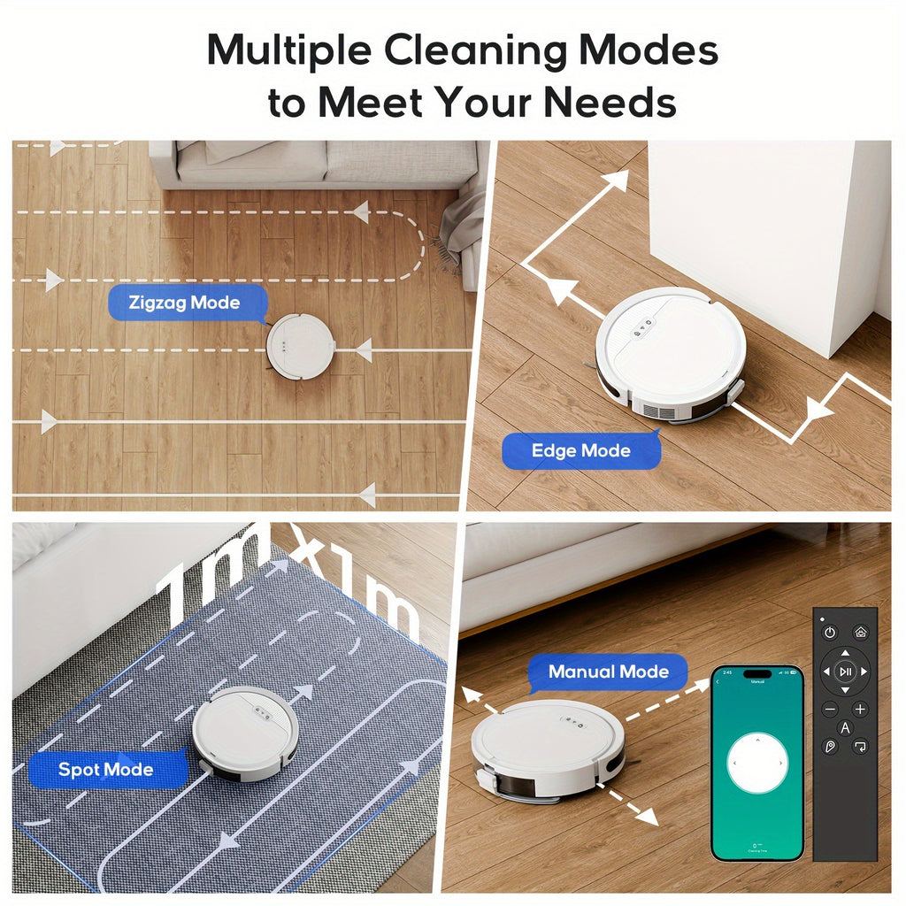 3-in-1 Intelligent Robotic Cleaner, 5000Pa Vacuum, Auto Charging & Fixed-Point Cleaning, App & Voice Control, Built-in Water Tank & Dust Box, Holiday Gift