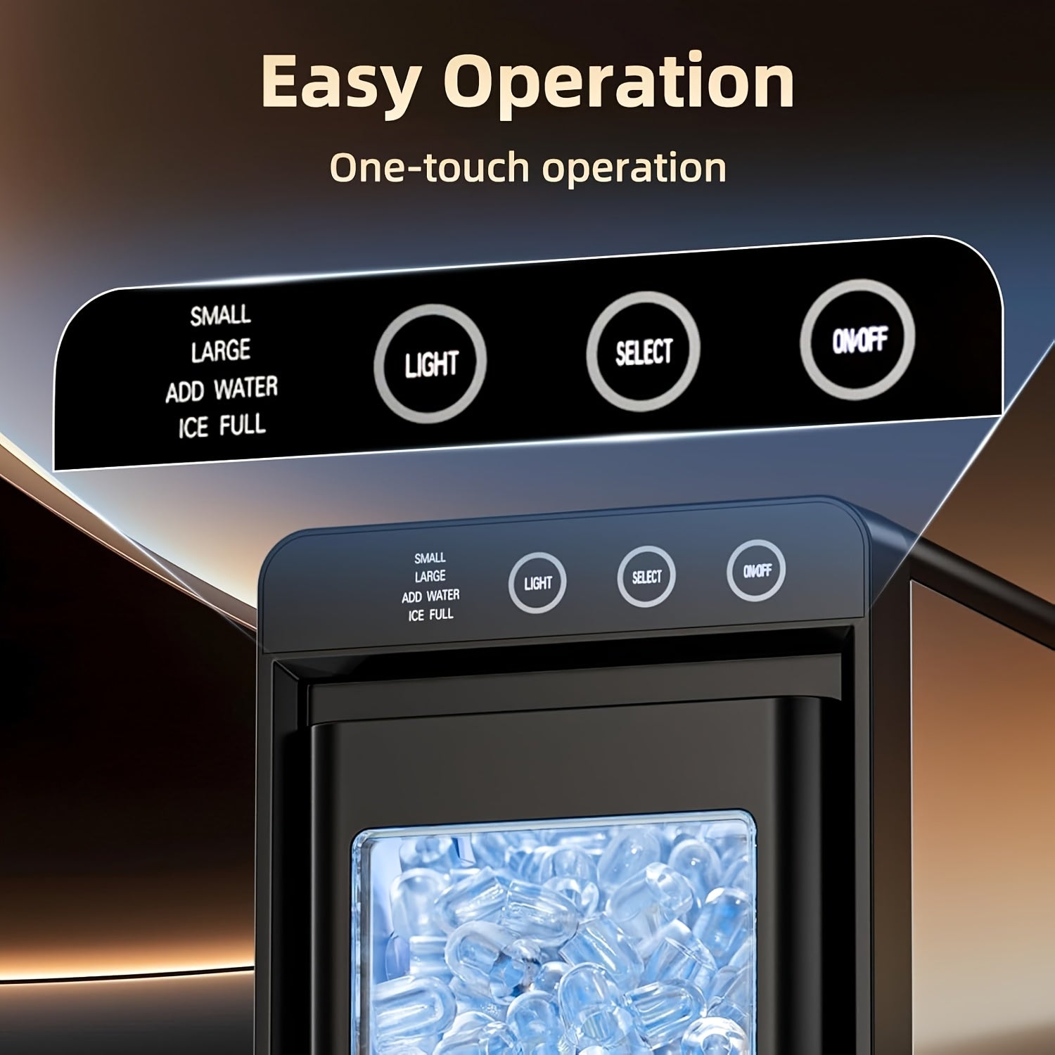 Portable Countertop Ice Maker with Handle, 26LBS/24H, 9 Bullet Ice Cubes in 6 Mins, Auto Self-Cleaning, Includes Ice Basket & Scoop