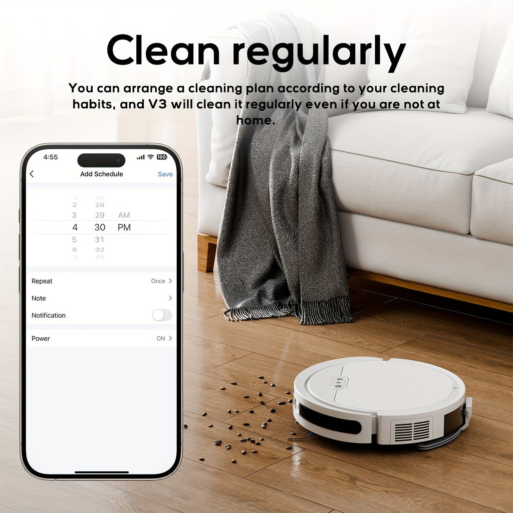 3-in-1 Intelligent Robotic Cleaner, 5000Pa Vacuum, Auto Charging & Fixed-Point Cleaning, App & Voice Control, Built-in Water Tank & Dust Box, Holiday Gift