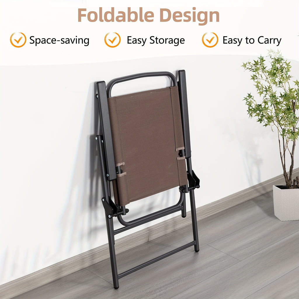 All-Weather 6-Piece Patio Dining Set, Metal Frame Glass Table, 4 Folding Chairs plus Umbrella, Portable Outdoor Furniture for Garden, Lawn & Backyard