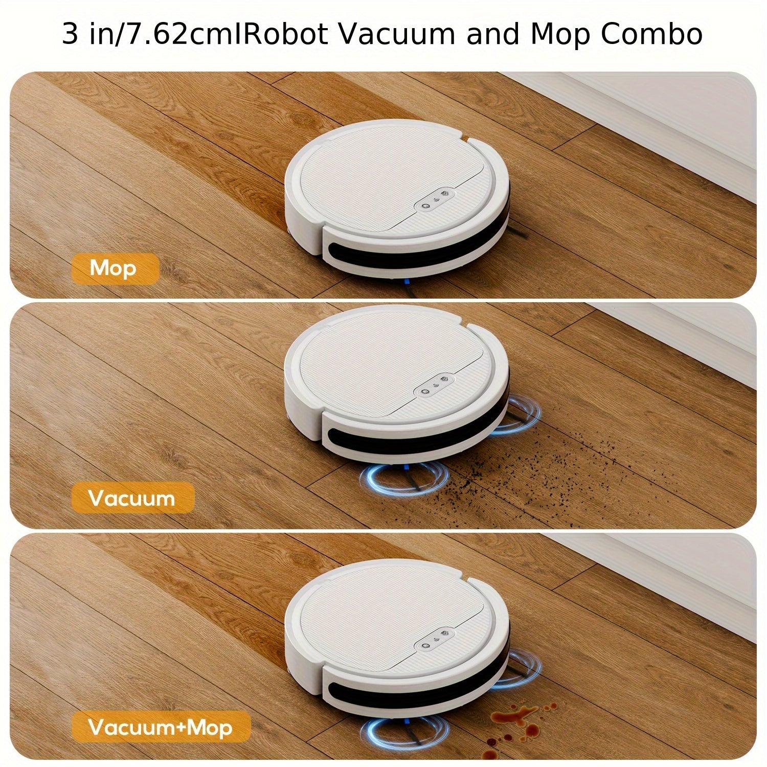 3-in-1 Intelligent Robotic Cleaner, 5000Pa Vacuum, Auto Charging & Fixed-Point Cleaning, App & Voice Control, Built-in Water Tank & Dust Box, Holiday Gift