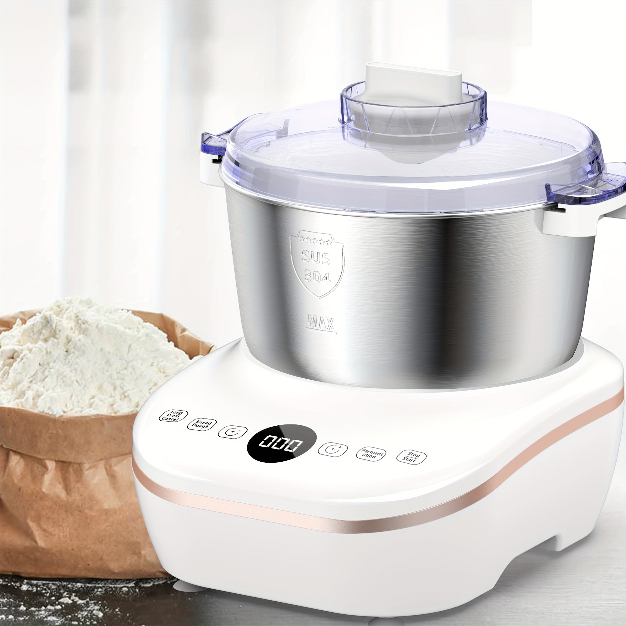 Electric Dough Mixer with Constant Temperature Fermentation, 304 Stainless Steel Dough Maker for Bread, Pizza & Cookies, Ideal Kitchen Gift