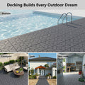 180PCS Interlocking Floor Tiles (132 Tiles+36 Strips+12 Edges+Gloves), Waterproof Plastic Deck Tiles, DIY Flooring for Patio, Garden, Bedroom & Living Room
