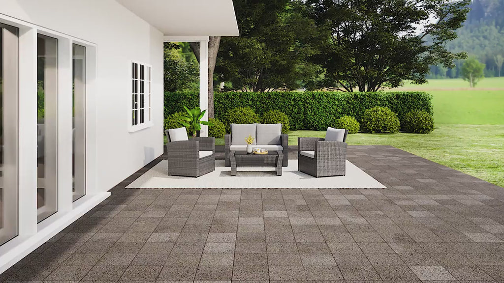 Modular PE Rattan Conversation Set, 4-Piece Patio Sofa & Coffee Table, Foam Cushions, Weatherproof Frame & Protective Cover for Poolside, Deck & Garden