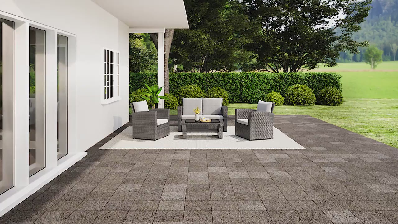 Modular PE Rattan Conversation Set, 4-Piece Patio Sofa & Coffee Table, Foam Cushions, Weatherproof Frame & Protective Cover for Poolside, Deck & Garden